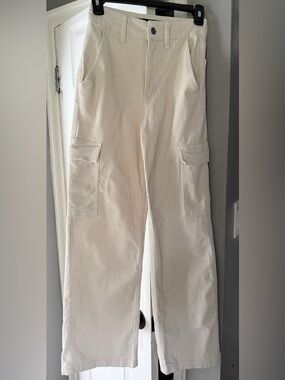 Hollister High-Rise Wide Leg Cream Cargo Corduroy Women’s Pants Size 23